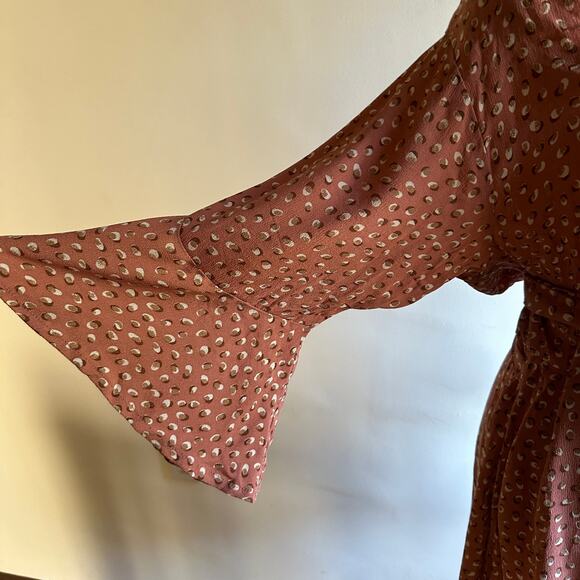 BEACHGOLD | Mauve printed Bell Sleeve Wrap Dress Beach Dress | Size Medium - Picture 6 of 7